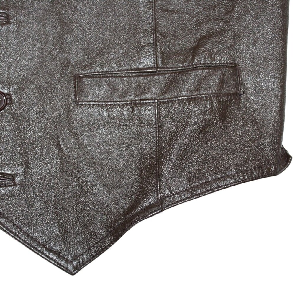 WILSONS Leather Vest Medium Brown The Leather Experts 2 Pocket Biker Motorcycle - Picture 12 of 12